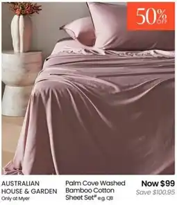 Myer Palm cove washed bamboo cotton sheet set offer