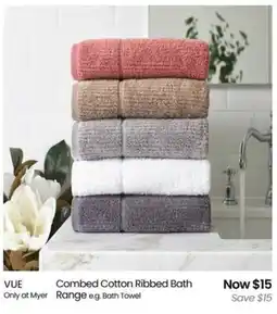 Myer Combed cotton ribbed bath range offer
