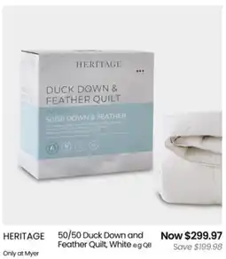 Myer 50/50 down & feather quilt, white offer