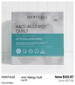 Myer Anti-allergy quilt offer