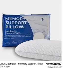 Myer Dreamremedy memory support pillow offer