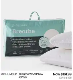 Myer Minijumbuk breathe wool pillow offer