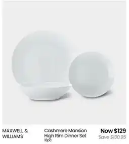 Myer Cashmere mansion high rim dinner set offer