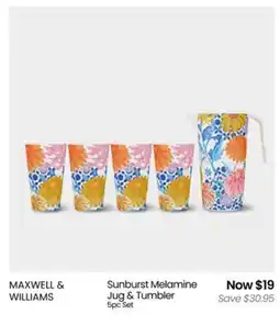 Myer Sunburst Melamine Jug & Tumbler Set offer