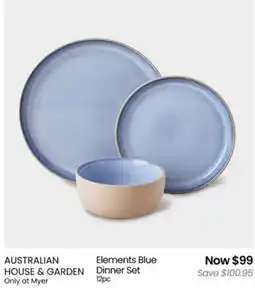 Myer Elements Blue Dinner Set offer