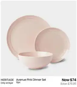Myer Heritage avenue pink dinner set offer