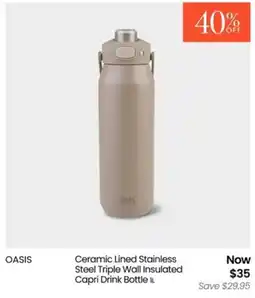 Myer Ceramic lined stainless steel triple wall insulated capri drink bottle offer