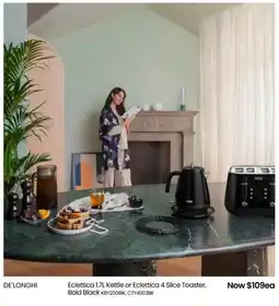 Myer Eclettica Kettle or Eclettica 4 Slice Toaster, Bold Black offer