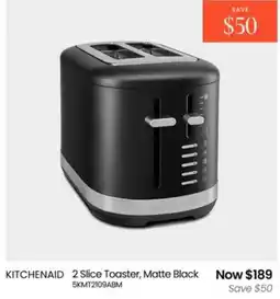 Myer Kitchenaid 2 slice toaster, matte black offer