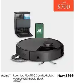 Myer Irobot roomba plus 505 combo robot + autowash dock, black offer