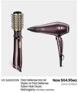 Myer Vs sassoon frizz defense hot air styler or frizz defense salon hair dryer, mahogany offer