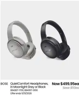 Myer Bose quietcomfort headphones, in moonlight grey or black offer