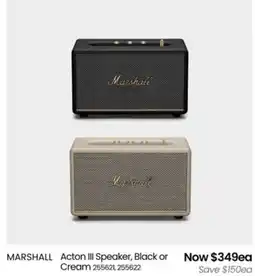 Myer MARSHALL Acton III Speaker, Black or Cream offer