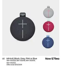 Myer Ue miniroll, black, grey, pink or blue offer