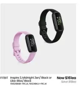 Myer Fitbit inspire 3, midnight zen/ black or lilac bliss/black offer