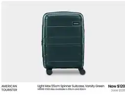 Myer American tourister light max spinner suitcase, varsity green offer