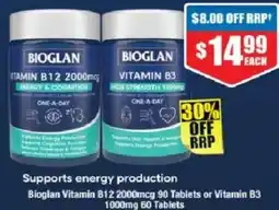 Chemist Warehouse Bioglan Vitamin B12 or Vitamin B3 offer