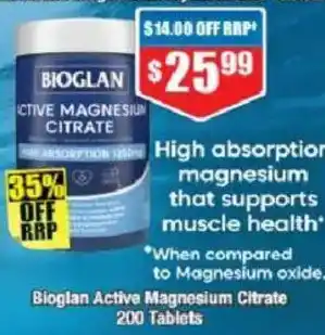 Chemist Warehouse Bioglan active magnesium citrate offer