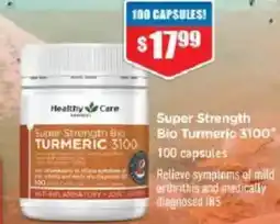 Chemist Warehouse Healthy care super strength bio turmeric 3100 offer