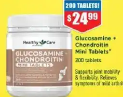 Chemist Warehouse Healthy care glucosamine+ chondroitin mini tablets offer