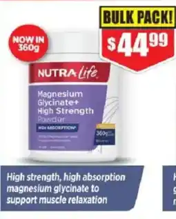 Chemist Warehouse Nutra life magnesium glycinate+ high strength powder offer