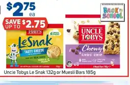 Foodland Uncle tobys le snak or muesli bars offer