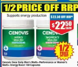 Chemist Warehouse Cenovis once daily men's multi+ performance or women's multi+ energy boost offer