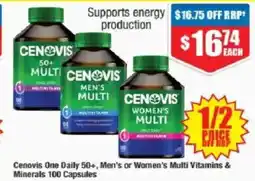Chemist Warehouse Cenovis one daily 50+, men's or women's multi vitamins & minerals offer