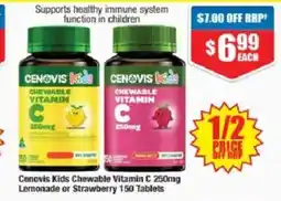 Chemist Warehouse Cenovis kids chewable vitamin c 250mg lemonade or strawberry offer
