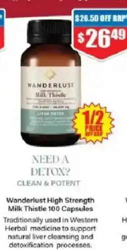 Chemist Warehouse Wanderlust high strength milk thistle offer