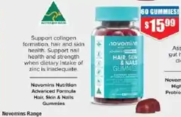 Chemist Warehouse Novomins nutrition advanced formula hair, skin & nails gummies offer