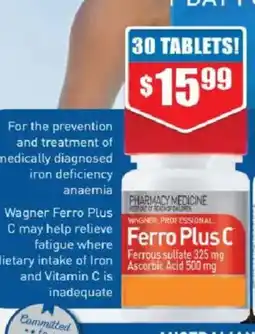 Chemist Warehouse Pharmacy medicine wagner professional ferro plus c offer