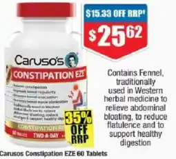 Chemist Warehouse Carusos constipation eze offer
