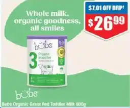 Chemist Warehouse Bubs organic grass fed toddler milk offer