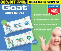 Chemist Warehouse Goat baby water or fragrance free wipes offer