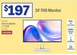 Officeworks Lenovo 24" fhd monitor offer