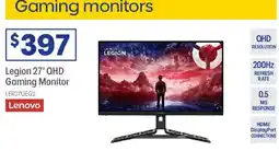 Officeworks Lenovo legion 27" qhd gaming monitor offer