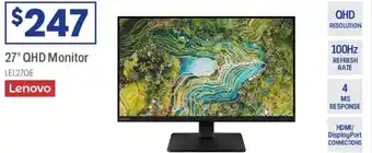 Officeworks Lenovo 27" qhd monitor offer