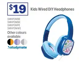 Officeworks Studymate kids wired diy headphones offer