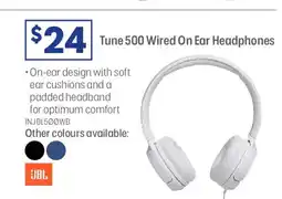 Officeworks Jbl tune 500 wired on ear headphones offer