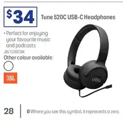 Officeworks Jbl tune 520c usb-c headphones offer
