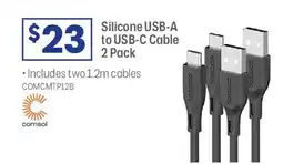 Officeworks Comsol silicone usb-a to usb-c cable offer
