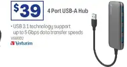 Officeworks 4 port usb-a hub verbatim offer