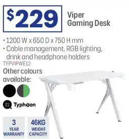 Officeworks Typhoon viper gaming desk offer