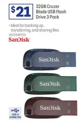 Officeworks SanDisk Cruzer Blade USB Flash offer
