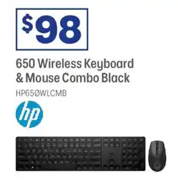 Officeworks Hp 650 wireless keyboard & mouse combo black offer