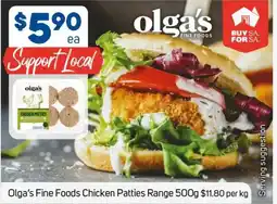 Foodland Olga's fine foods chicken patties range offer