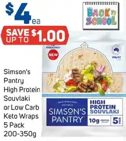Foodland Simson's pantry high protein souvlaki or low carb keto wraps offer