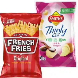 IGA French Fries Original or Smith’s Thinly Cut Chips 175g Selected Varieties offer