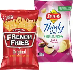 IGA Smith’s Thinly Cut Chips, French Fries or Samboy 175g Selected Varieties offer